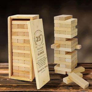 JUNJI Custom Engraved 48 Wooden Block Tumbling Tower <strong>Personalised</strong> <strong>Wedding</strong> <strong>Guest</strong> <strong>Book</strong> Alternative Interactive Party Gift Box - Product Image 4