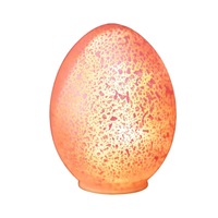 Lampe Œuf en Verre Artisanale Lumineuse Rose Moucheté, Veilleuse LED Festive pour Pâques et Noël, Décoration de Table et de Bureau pour les Fêtes