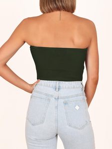 Summer Women's Sleeveless <strong>Strapless</strong> Crop <strong>Top</strong> Soft Rib Knit Twist Front Tube <strong>Top</strong> Stretchy Slim Fit Summer Vacation Club Outfits - Product Image 5