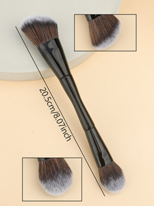2025 Bajo MOQ Marca Privada <span class=keywords><strong>Brocha</strong></span> <span class=keywords><strong>Kabuki</strong></span> Grande Plana de Doble Punta para Base y Colorete, Sintética Premium Esponjosa para Rostro - Product Image 3