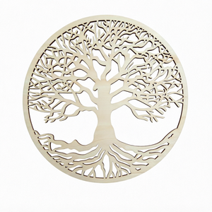 Round mdf Wall Hanging Tree of Life <b>Decorative</b> Pendant Hollow Cut Art Ornament for Home <b>Bedroom</b> Living Room - Product Image 1