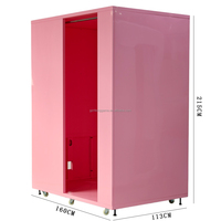 Machine Photobooth en Bois Haute Résolution DSLR avec Écran Tactile, Impression en Libre-Service et Éclairage Professionnel pour Centres Commerciaux et Supermarchés