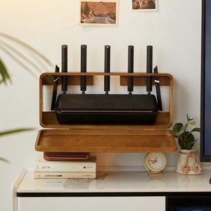 Solid Wood Wall Mounted Storage <b>Box</b> Rectangular <b>Router</b> Modem Organizer For Home Office Use - Product Image 3