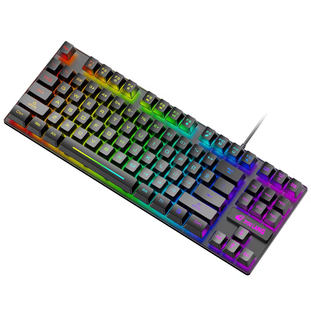 K16 87 Keys Wired Gaming Keyboard USB Portable Waterproof Mechanical Backlit RGB PC Esports Programmable Human-Ergonomic Design