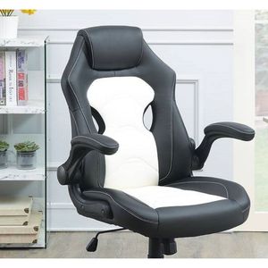 DB 1pc Comfort Relax Chaise de bureau de jeu Chaise de travail rembourrée noire et blanche - Product Image 5