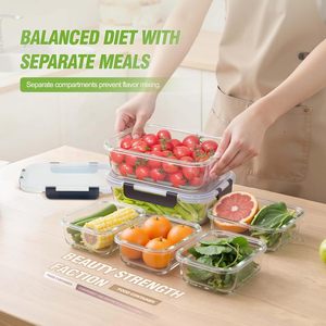 10個入り 1040ml＆370ml ガラス製食品保存容器 蓋付き、気密漏れ防止ガラス製ミールプレップ容器、電子レンジ対応 - Product Image 5