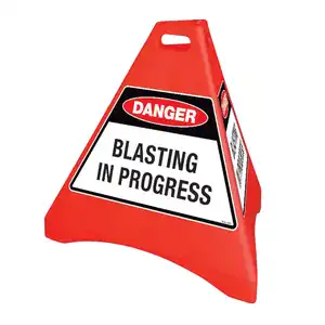 minesite safety warning pyramid cones custom label