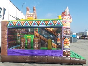 Usine en gros 2024 nouveau Design Indiana Village <span class=keywords><strong>château</strong></span> <span class=keywords><strong>gonflable</strong></span> multijoueur sur le thème avec toboggans et obstacles pour les enfants - Product Image 4