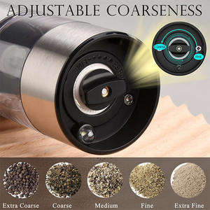 Molinillo de <span class=keywords><strong>pimienta</strong></span> eléctrico por gravedad, tarro de especias, molinillo de sal y <span class=keywords><strong>pimienta</strong></span> negro recargable, molinillo con luz azul - Product Image 2