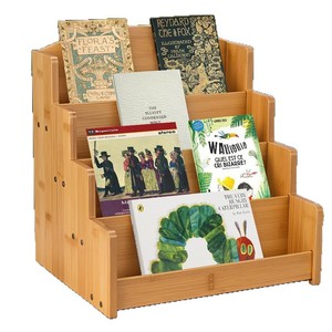 Estante de exhibición de madera de varios niveles, almacenamiento de escritorio de 4 capas para tarjetas, libros, papelería, Color madera Natural, duradero - Product Image 5