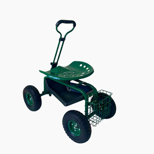 Garden Tool Cart With Adjustable Seat And <b>Inflatable</b> Wheels For Outdoor Use - Product Image 3