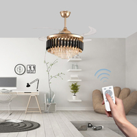 Ventilateur de plafond en cristal de haute qualité 36 pouces avec éclairage LED à entraînement DC stable, économe en énergie, télécommande intelligente pour la décoration de chambre, salon et salle à manger