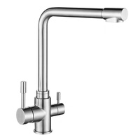 Robinet d'évier à Double poignée 360 degrés, Double poignée en acier inoxydable, robinet de cuisine froid et chaud bon marché