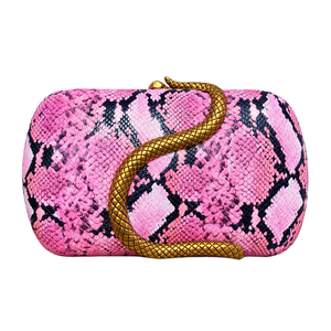 Women Dressy PU Leather <b>Clutch</b> Purse Metallic Snake Evening bag Detachable Chain Shoulder Bag for Night out Party - Product Image 1