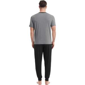 Conjunto de Pijama para Hombre, Camiseta de Manga Corta con Pantalones Holgados, Ropa de Dormir Suave con Cuello en V, Tejido de Fibra de Bambú, 2 Piezas - Product Image 3