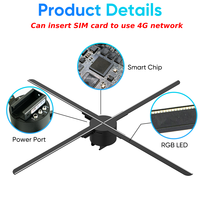 Kipas Proyektor Holografik 3D AZMAX 65cm 1280LED Peralatan Iklan Hologram Profesional Layar Tampilan LED Transparan