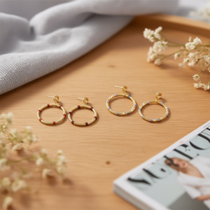 Orecchini a Cerchio in Acciaio Inossidabile con Design a Goccia d'Olio, Gioielli Raffinati, Accessorio di Moda per Donne - Product Image 2