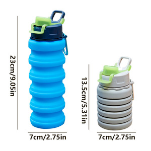 ขวดน้ำพับได้ทำจากซิลิโคนสำหรับเล่นกีฬา ปลอดสาร BPA ได้รับการรับรองจาก FDA ขวดน้ำซิลิโคนพับได้ ไม่แตกหัก ป้องกันการรั่วซึม ใช้ซ้ำได้ - Product Image 4