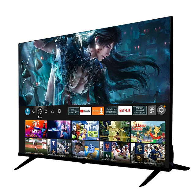 Téléviseurs 8K QLED Smart TV 24 32 43 50 55 65 Inch Ultra Large HDR Android Quad-Core Google Hotel TV with Wi-Fi USB Ports Black