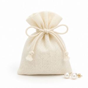 Natural Cotton Muslin Drawstring Pouch Custom Logo Jewelry Gift Packaging Recyclable Eco Storage <b>Bag</b> - Product Image 1