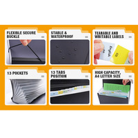 FOSKA A4 Taille Rouge Bleu Noir Couleur Unie 13 Poches Individuelles Expansion Organisateur Dossier de Fichiers avec Capacité de 350 Feuilles