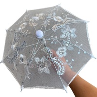 Mini parapluie artisanal en dentelle pour enfants, en tissu nylon 190T, style ethnique, accessoire décoratif et de performance pour la danse et le studio photo