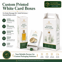 Carton blanc FBB 280 g/m² imprimé à l'encre métallique, sur mesure, pour huile de massage corporel, parfum solide, lotion corporelle parfumée, fournitures