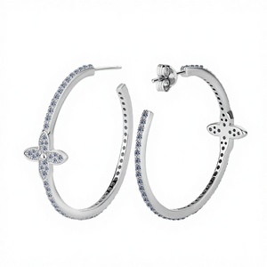 Boucles d'oreilles clous fleur en argent sterling 925 et moissanite, certifiées GRA, style français classique, éclat floral, cadeau pour femme, usage quotidien - Product Image 3