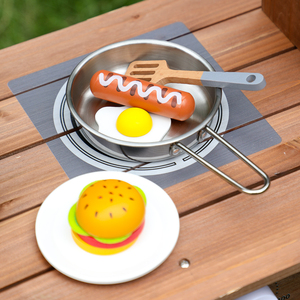 Carrito de Comida de Madera para Exteriores, Juguete de Imitación para Niños, Juego de Cocina para Niños Pequeños con Accesorios de Cocina de Juguete KA7181 - Product Image 6
