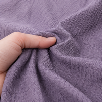 Tissu tricoté warp crêpé 98% polyester 2% élasthanne, résistant aux plis, extensible, jacquard à carreaux, pour robe de femme