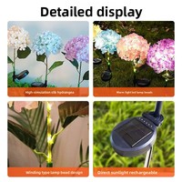 Lampu Bunga Hydrangea Buatan Tenaga Surya, Terpasang di Tanah, Dekorasi Taman Luar Ruangan, Rating IP65