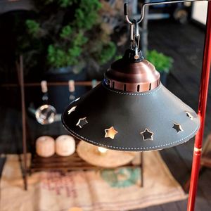 Retro <b>Star</b> Cutout Leather Lantern <b>Shade</b>, Portable <b>Lamp</b> Cover for Barebones, Outdoor Camping Atmosphere Light Accessory - Product Image 3