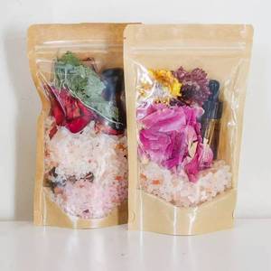 Ensemble de sel de bain aux fleurs séchées et huiles essentielles naturelles Brineblum, produit de bain relaxant pour le corps, spa à domicile mains libres, tube de neige - Product Image 1