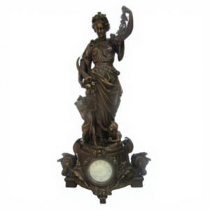 Horloge de table/pendule mécanique antique figurative allégorique, représentant la déesse romaine de l'agriculture Cérès, à poser sur un cheminée - Product Image 1
