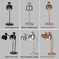 Lampe chauffante alimentaire 275W double tête électrique argentée pour buffet de fête, lampe de maintien au chaud pour présentation de pizzas avec tuyau et design pivotant