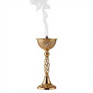 Porte-encens en fer doré sur pied, design torsadé, brûleur d'encens, diffuseur d'aromathérapie, support décoratif, cadeau - Product Image 1