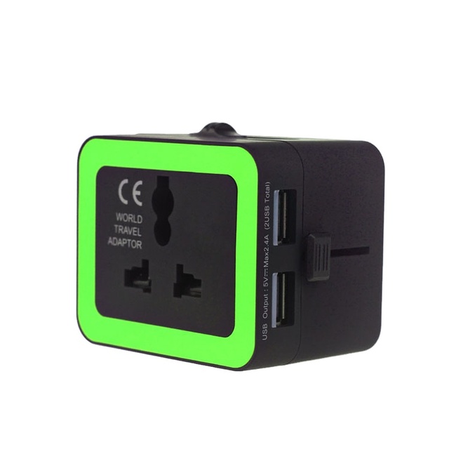 wonplug 250V 6A International travel Plug Adaptor All In One Portable Universal multiple World Travel Adapter 2 USB fast charger
