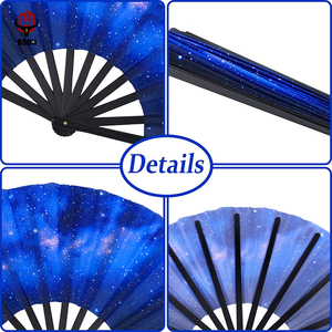 مروحة يد كبيرة BSBH 13 بوصة بشعار مخصص ، مروحة يد من الخيزران قابلة للطي ، مراوح مخصصة لحفلات الزفاف - Product Image 4