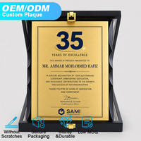 Plaque de certificat en bois noir pliable personnalisable, écologique, avec plaque nominative dorée, résistante aux chutes et aux rayures