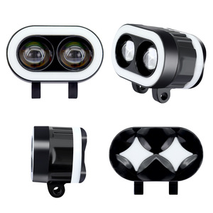 Motorcycle LED External <b>Spotlight</b> With Angel Eye Halo Dual Beam Strobe 12-80V IP67 Waterproof For Electric Vehicle Headlight - Product Image 1