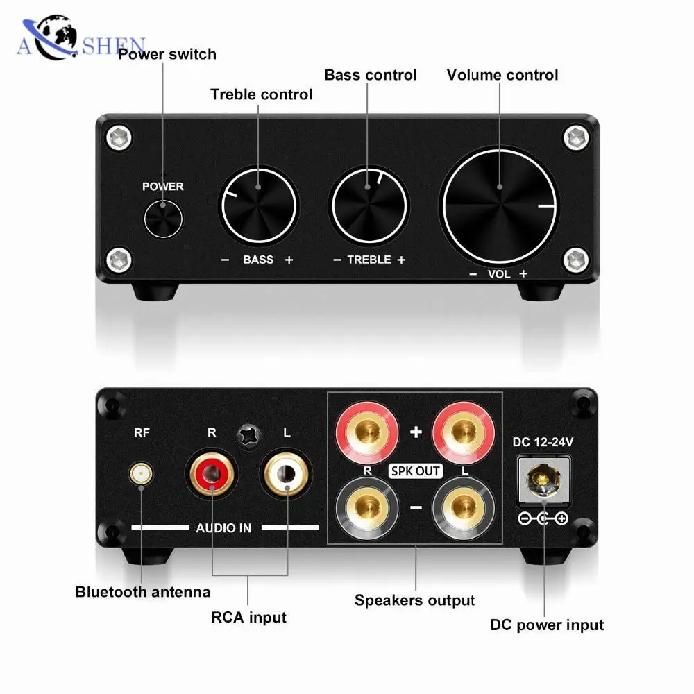 Aoshen usine 100W x 2 mini haut-parleur de bibliothèque classe D fonction BT numérique récepteur d'amplificateur stéréo pro chine amplificateur audio