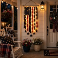 Bannière LED en tissu avec drapeau américain 4x2,3 pieds pour le 4 juillet et le Memorial Day, étanche IP44, pour intérieur/extérieur, alimentée par USB, lumières décoratives