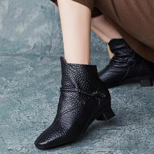 Botas de Mujer de Piel Auténtica, Estilo Retro, Impermeables, hasta la Rodilla, con Forro de Piel de Vaca, Suela Suave, Estilo Británico - Product Image 3