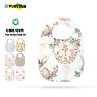 Bavoirs pour nouveau-nés Puresun, 100% coton biologique, bouton, écologiques, antibactériens, motif de Pâques imprimé, bavoirs en mousseline douce pour la salive