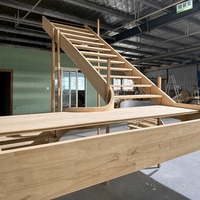 Escaliers de villa sur mesure tout-en-un, escaliers intérieurs durables en chêne rouge, droits et courbes