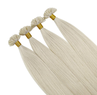 Extensions de cheveux humains à pointe plate, couleur beige blond cendré, super double drawn, cheveux vierges, adaptées aux cheveux européens fins