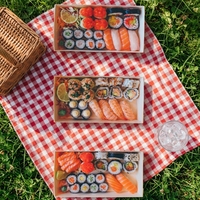 Boîte de service en bois pour sushis, fromages et desserts, plateau alimentaire trapézoïdal