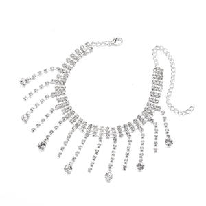 ट्रेंडी फुल डायमंड राइनस्टोन स्पार्कलिंग टासल क्लैव चेन एंडी आकर्षक महिला ठीक पैर गहने - Product Image 6