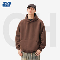 Sweat à capuche structuré épais couleur unie style américain unisexe pour couple automne hiver marque privée vente en gros