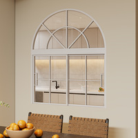 Ventana Corredera de Acero con Marco Arqueado Francés, Ventanas Arqueadas de Doble Vidrio para Dormitorio, Cocina, Habitación Resistente